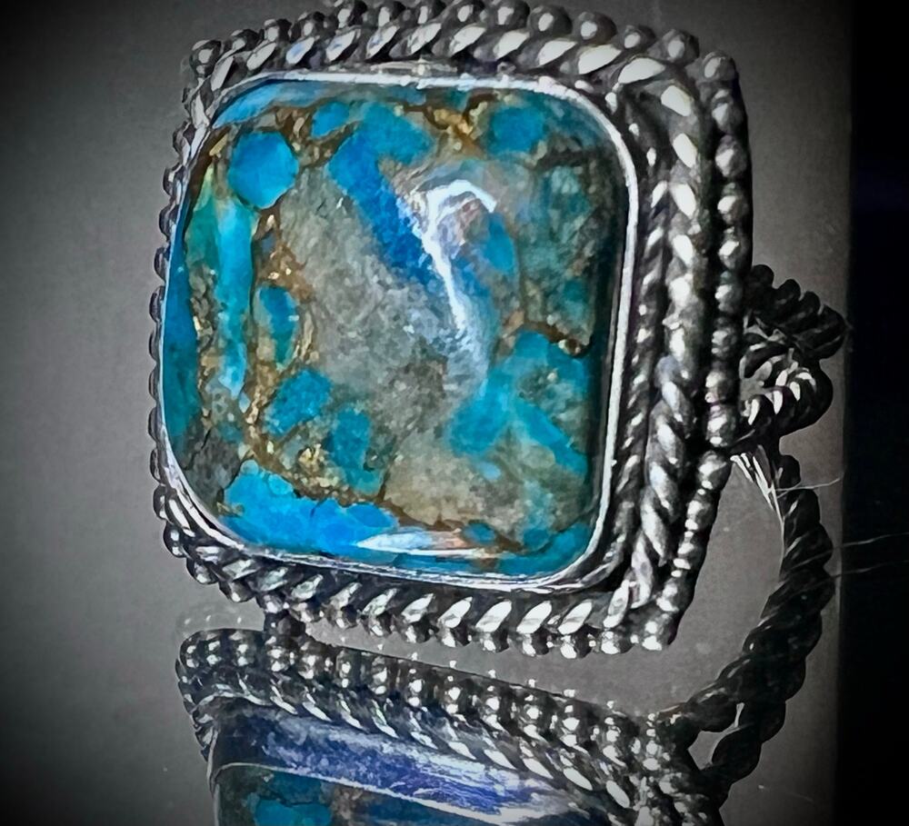 Sterling Silver and Mojave Copper Turquoise Ring 6.5